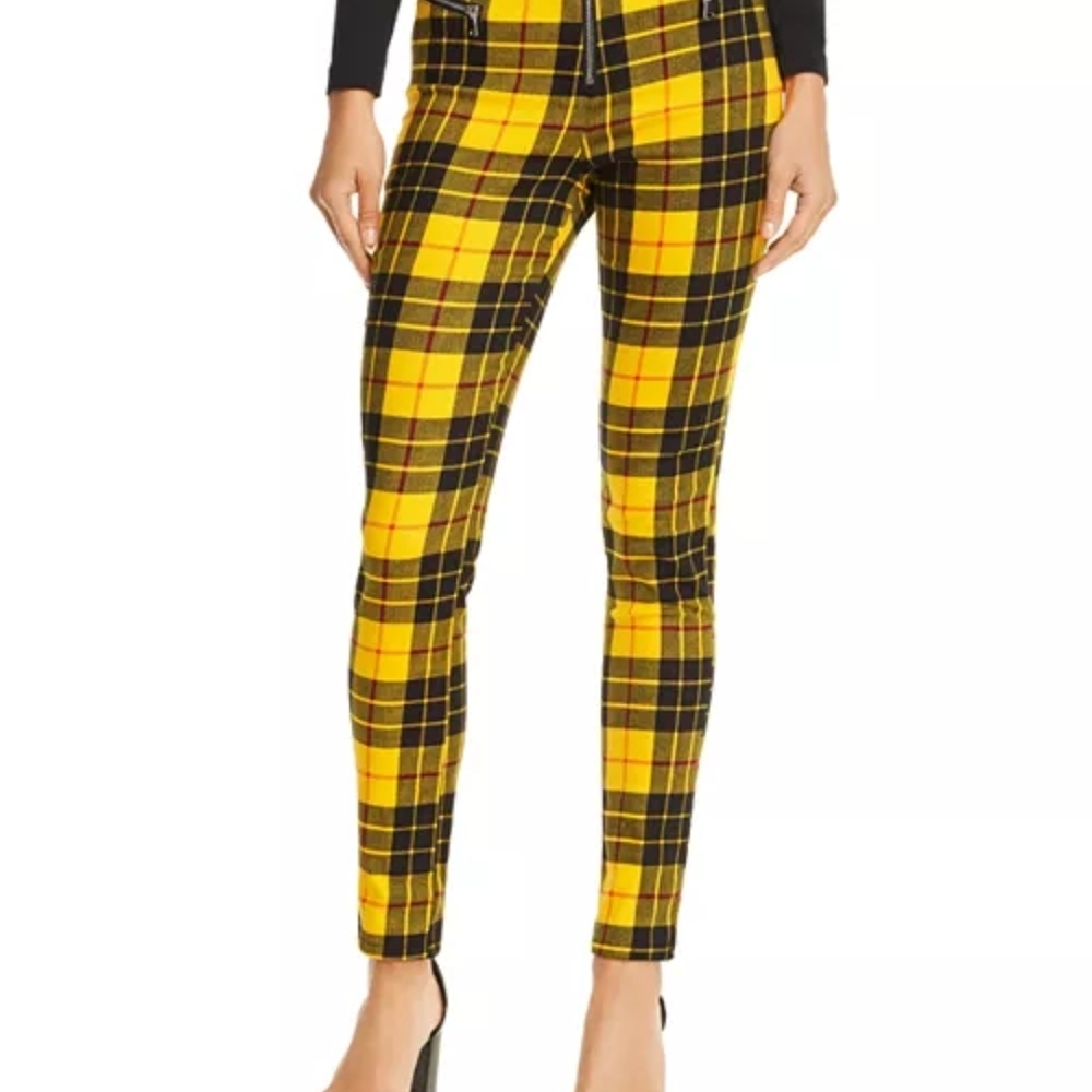 Tiger Mist Yellow Plaid Skinny Pants
